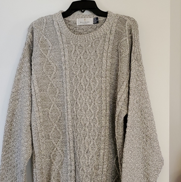 bill blass Other - VTG USA Bill Blass Hand-Framed 100% Cotton Sweater Tan Chunky Knit Sz L SALE